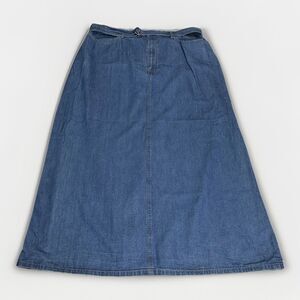 Vintage Crazy Horse Liz Claiborne Denim Midi Skirt Size 18 High Waist A-Line